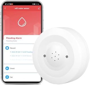 WiFi Water Ieak Detector: Smart Water Ieak Sensor with 80dB Alarm and App Alerts, Wireless Water Sensor with App Remote Control, Water Alarm for Home, Laundry, Kitchen, Basement