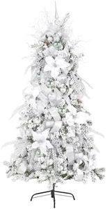 WBHome 7FT Pre-lit Artificial Christmas Tree with 400 Plug-in LED Lights and Ornaments Set Package, Cystal Castle Themed Christmas Decorations