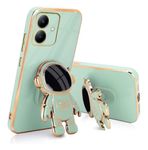 V-TAN Electroplated 3D Astronaut Holster Folding Stand Back Case Compatible with Motorola g54 5G (Green)