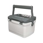 Stanley Adventure Outdoor Cooler 6.6L - Ice Cold For 27 Hours - Small Cool Box - BPA-Free - Chest Cooler - Camping Cooler Box Doubles as Seat - Rugged Travel Coolbox - Leakproof - Polar White