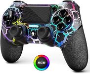 AceGamer Light-up Wireless Controller for PS4,Black Crack Custom Design with RGB Light,1000mah Battery, 3.5mm Audio Jack and Turbo Function,Compatible with PS4/Slim/Pro and Windows PC