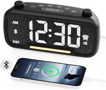 Alarm Clocks for Bedrooms Radio Clock with Bluetooth Speaker, Digital Clock with Night Light,USB Charging Port, 5 Brightness,16 Volume,12/24H&DST,Touch Control Bedside Clock Radio with Battery Backup