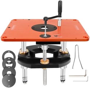 Router Lift for 3-1/2"Diameter Motors, 9-1/4" x 11-3/4"Panels, 3/4" Arc, Upgraded Clamp, Leveling Screws & Manual Crank-Operated Lifting Mechanism