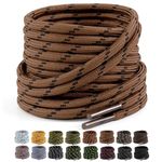 Puzeam 2 Pairs Round Shoe laces Hiking Boots Replacement Shoelaces 4.5mm Heavy Duty Work Boots Shoestrings For Men Women (Brown Black, 120cm 47inch)