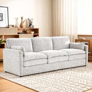 3 Seater Sofa Bed, Ultra Soft Fabric Lounge Large Couch, No Screw Assembly, 226cm Length, Grey Colour, Comfortable Ergonomic Design for Living Room & Bedroom