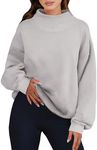 ANRABESS Womens Oversized Sweatshirts Turtleneck Pullover Long Sleeve Hoodies Tops 2024 Fall Fashion Preppy Outfits Light Grey-L