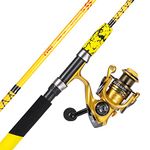 Sougayilang Tackle Spinning Reel and Fishing Rod Combo Surf Casting Power Fast Action 2-Piece Graphite Rod , Continuous Anti-Reverse Spinning Fishing Reel