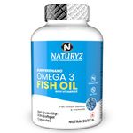 Naturyz Burpfree Omega 3 Fish Oil 2000 Mg With Vitamin D3,No Fishy Burps,Extracted From Sardines & Anchovies,Epa & Dha,Nano Emulsion Capsules For Faster Absorption-60 Softgels