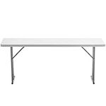 BTEXPERT White 6-Foot-72 Long Plastic Folding Seminar Training Table 18" Wide Narrow, 29" High, Events Indoor Outdoor Lightweight, One