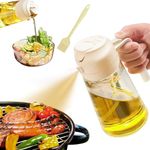 MARUKO 2 in 1 Oil Dispenser and Sprayer, 470ml/16.5oz Oil Spray Bottle, Oil Sprayer for Cooking, Olive Oil Dispenser Bottle with Silicone Brush for Kitchen, Salad, Frying, BBQ (Beige)