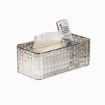 shilanmei Tissue Box Cover,Multifunctional Tissue Box Acrylic Desk Organizer Reusable Clear Facial Tissue Box Holder for Home Office Decorative (White)