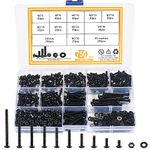 M3 Nuts and Bolts Set, 750 Pcs Black Hex Socket Button Head Cap Screws Bolts and Nuts Set with Washers Set, Round Head Pan Head Machine Screws Bolts Nuts Set, Hex Socket Head Cap Screws Bolts Set