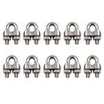 Sutemribor M2 304 Stainless Steel 1/16 Inch/2mm Wire Rope Cable Clip Clamp, 10 Pieces