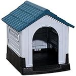 PawHut Dog Kennel for Outside, Plastic Dog House, Water-Resistant Pet Shelter with Windows, for Garden Patio, Miniature Dogs, 64.5 x 57 x 66cm - Blue