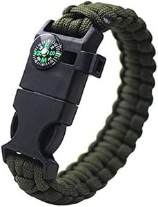 Pulsera de supervivencia, pulsera de supervivencia multifuncional 5 en 1 con piedra de fuego, pulsera de supervivencia con paracord, brújula, de supervivencia y silbato de baño, 23 centimeters, Piedra