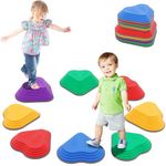 Stepping Stones for Kids,8 PCS Durable Non-Slip River Stones Toys to Boost Balance & Motor Skills Indoor & Outdoor Obstacle Courses Toys,Balance Stones