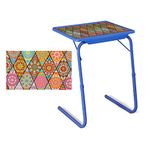 WOW MATE Laptop Table Size 53x40cm 6 Heights 3 Angles Adjustable Steel Frame Polypropylene Top Metal Frame Table for Home Study and Office use Ethnic Royal Blue, Large