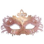 Women/Men Masquerade Metal Masks Venetian Halloween Costume Mask Mardi Gras Mask (Rose Gold)