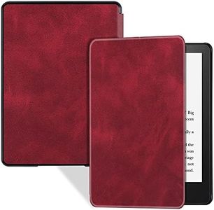 BOZHUORUI Slim Case for Kindle Paperwhite 11th Generation and Kindle Paperwhite Signature Edition eReader (6.8 inch, 2021 Release) - PU Leather Lightweight Cover with Auto Wake/Sleep (Wine Red)