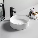 REMANENCE Round Wash Basin Countertop | Tabletop Ceramic Bathroom Sink | Wash Basin Over Counter | Wash Basin For Bathroom (12.5 x 12.5 x 5 Inch) (White)