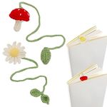 2pcs Crochet Bookmarks, Cute Plant Bookmarks Personalized Knitted Bookmarks Page Markers Reading Favors Handmade Bookmark for Reader Teacher Book Lover (2 Styles)