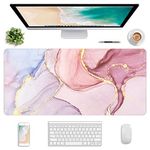 Atufsuat Extended Gaming Mouse Pad, XXL Large Mouse Mat 30 x 14 Inch, Big Computer Keyboard Mousepad, Waterproof Desk Pad with Stitched Edges and Non-Slip Base for Women Office Gaming, Pink Marble