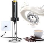 CIRCLE JOY Wall Mounted Milk Frother Handheld Rechargeable Milk Foamer Electric Mini Drink Mixer with 2-in-1 Stainless Steel Stand for Coffee, Cappuccino, Lattes, Matcha and Hot Chocolate