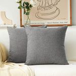 Home BRILLIANT2 Pack Textured Linen Throw Pillow Covers Burlap Cushion Covers for Couch Bench Sofa, 20x20 inch(50cm), Dark Grey