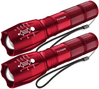 Victoper LED Flashlight 2 Pack Red, Bright High Lumens Tactical Flashlights High Lumens with 5 Modes, Waterproof Zoomable Flash Light for Outdoor, Gifts for Father's Day Camping Essentials Gear