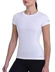TCA Women's Atomic Short Sleeve QuickDry Gym Running Training Top - White (UPF 50+), XS