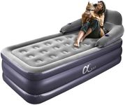 A-ER-FA Twin XL Air Mattress with Headboard and Built in Rechargeable Air Pump & Cup Holder – Premium Comfort Blow Up Mattress & Inflatable Mattress, Colchon Inflable Air Bed for Guests & Home Use