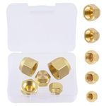 Rustark 5Pcs SAE Brass Flare Cap Tube Fitting Set 45 Degree Flare Cap Gas Line Cap Brass Hydraulic Fitting Set 1/2" 1/4" 3/8" 5/8" 5/16" OD