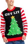 Tipsy Elves Men's Light Up Christmas Sweater - Black Lit Funny Ugly Christmas Sweater Size 3X-Large