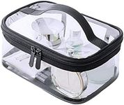 kuou Clear Make up Bag, Gift Cosmetic Bag Portable Waterproof PVC Travel Bag Brushes Organizer for Men and Women Travel Business Bathroom(Black)