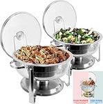 Vintage Gourmet® Round Chafing Dish Buffet Server, Stainless Steel Set of 2 (4.5 Litre) Capacity Food Warmer Chafer with Lid Holder for Buffet Weddings Parties Banquets Catering Events 30cm Diameter