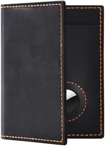 WHENON Passport Holder for Travel, Genuine Leather Passport Holder with Airtag, Rfid Passport Wallet Cover Case for Women Men, Travel Essentials Gift, Black