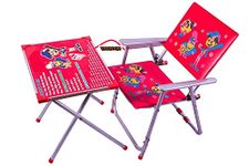 Veena@ Junior's Kids Table and Chair Set क ख ग,ABCD,1234 Cartoon Printed Rounded Edges Foldable Study Table and Chair Set for Kids Boy and Girl (Age 2 to 7 Year Old) (Design Vary)-1qq15