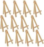 U.S. Art Supply 5" Mini Natural Wood Display Easel (Pack of 12), A-Frame Artist Painting Party Tripod Easel - Tabletop Holder Stand for Small Canvases, Kids Crafts, Business Cards, Signs, Photos, Gift