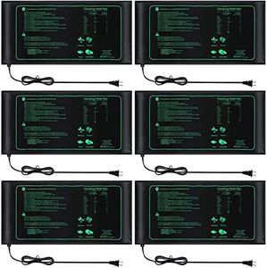 ROCEEI 6 Pack Durable Seedling Heat Mat 10" x 20.75" Waterproof Plant Heating Pad Warm Hydroponic Plant Heating Mat Plant Grow Pad for Greenhouse Grow Seed Starting Plant Germination (Black,Green)