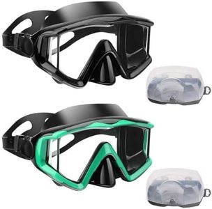 Diving mask Anti-Fog Swimming Snorkel mask Suitable for Adults Scuba Dive Swim Snorkeling Goggles Masks (Black + Green, Adult)