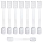 ECHOCUBE Child Safety Cupboard Locks, 8 Packs Adjustable Baby-Proof Cabinet Locks with 3M Adhesive, Multi-use Baby Safety Locks for Cabinets, Drawers, Fridge, Toilet, Trash No Drilling Needed (White)