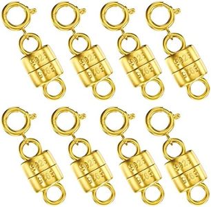 OHINGLT 14K Gold Plated 925 Sterling Silver Magnetic Necklace Clasps and Closures,Gold and Silver Bracelet Clasp Converter for Jewelry Making Supplies,Chain Extender Connector for Bracelet