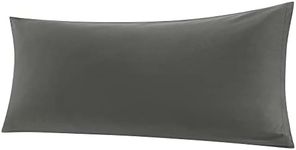 PiccoCasa Zippered Standard Pillow Cases Pillowcases Covers, Egyptian Cotton 300 Thread Count Soft Cover Dark Gray 20 x 48 Inch