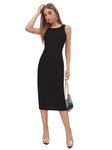 KERI PERRY Women's Black Lycra Solid Bodycon Western Dress | Dress for Women | A line Dress | Winter Dress | Western Dress | Latest Women Dress | Trendy Dress | Midi Dress