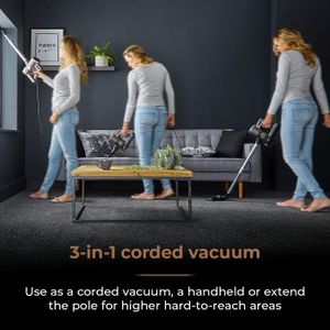 Tower Pro 3-in-1 Corded Vacuum Cleaner – Cyclonic Suction, HEPA Filter, Black/Rose Gold