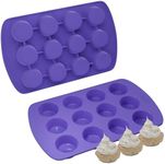 Bakerpan Silicone Mini Muffin Pan Nonstick, Mini Cupcake Pan, Mini Muffin Silicone Molds, 12 Cavities - Set of 2