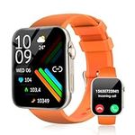 Smart Watch for Men Women (Answer/Make Call /1.96" Screen) Fitness Tracker Heart Rate Blood Oxygen Monitor Blood Pressure IP68 Waterproof Activity Tracker Smartwatch for iOS Android (Orange)