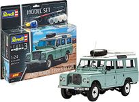 Revell Model Set 67047 Land Rover Series III LWB station wagon 1:24 Scale Unbuilt/Unpainted Plastic Model Kit with Contacta Professional Glue, Paintbrush & Selected Aqua Color Paints