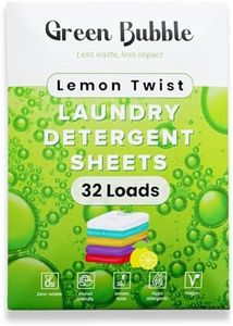 Green Bubble Laundry Detergent Sheets - Eco-Friendly 32 Lemon Twist Scent Travel Laundry Detergent Sheets | Plastic Free Laundry Strips W/Recyclable Packaging | Washer Sheets Detergent