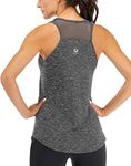 Fihapyli ICTIVE Workout Tank Tops for Women Breathable Mesh Racerback Tank Tops Muscle Tank Workout Tops for Women Yoga Tops for Women Loose fit Backless Running Tank Tops Gym Tops Dark Gray L